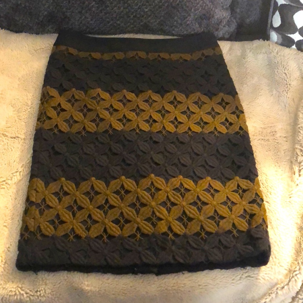 Loft Black and Olive Striped Skirt, size 2